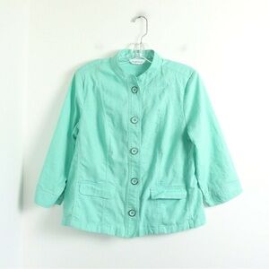Northern Reflections linen cotton blazer jacket M medium mint green sea foam